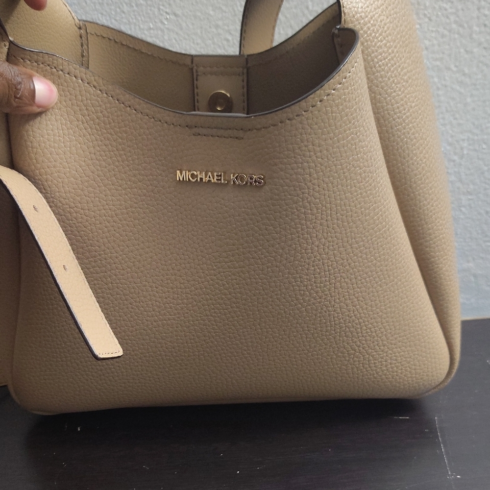 Michael Kors Pebbled Leather Shoulder Bag in Tan